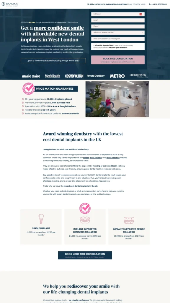 Banning Dental Implants Landing Page